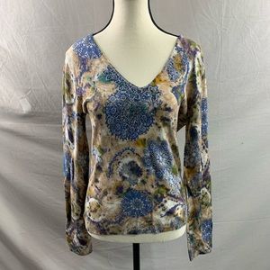 Low Back Beaded Floral Knit Top